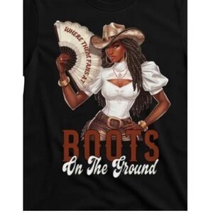 Black Graphic T-Shirt with Western Design